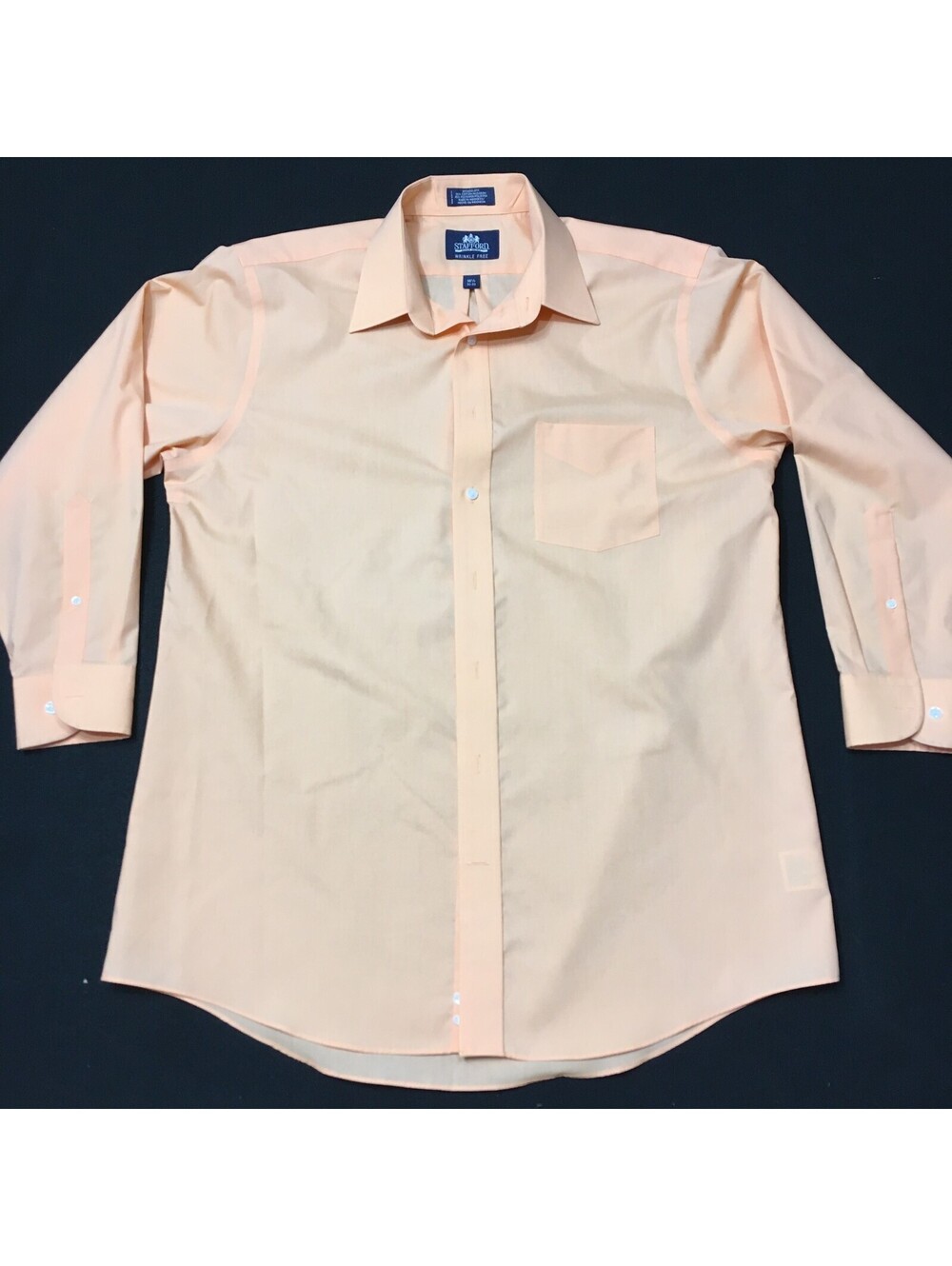 Stafford Dress Shirt Mens 16.5 32/33 Button Up PEACH Broadcloth